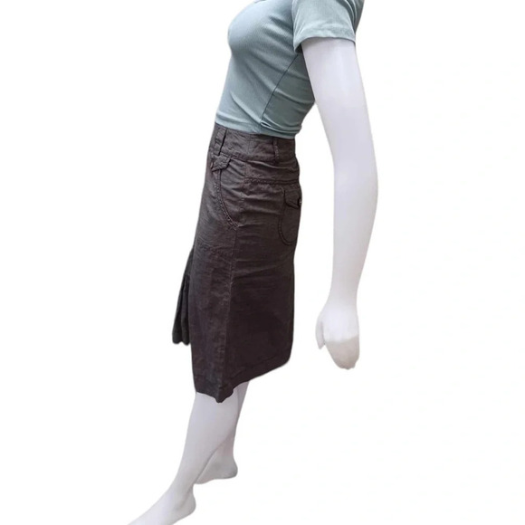Casual Bandolera Linen Blend Grey Midi  Skirt Size 40 - Picture 6 of 10